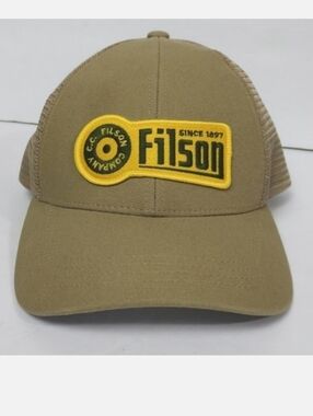 Filson Mesh Snapback Logger Trucker Hat Cap Tan Khaki